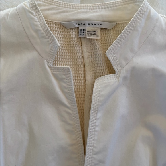 Zara White Blazer Jacket M Structured Minimal Chic - Picture 7 of 7